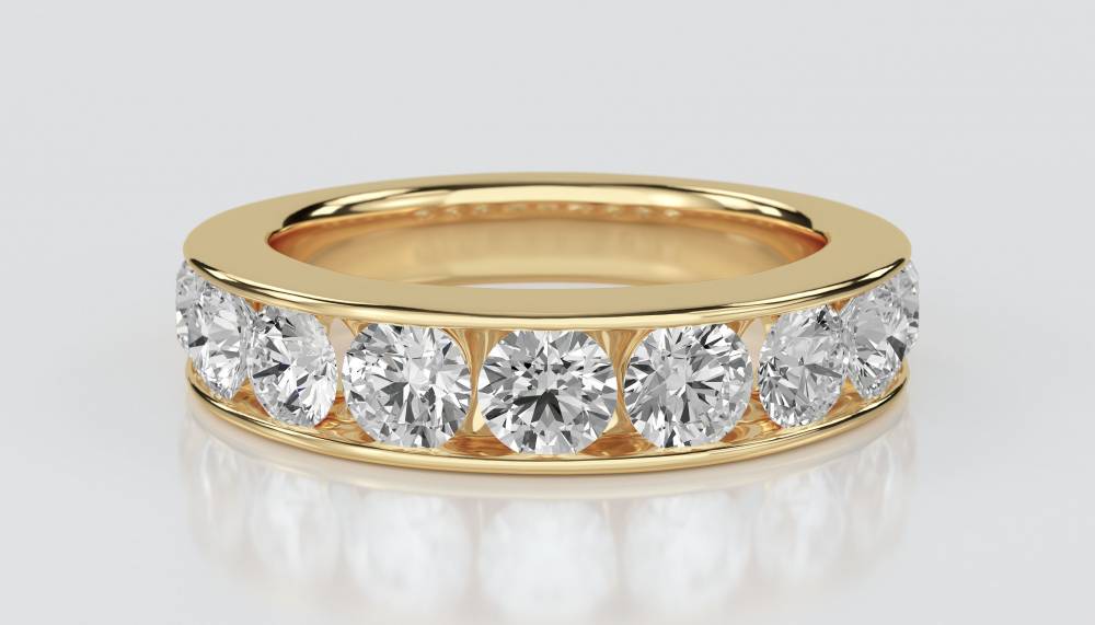 Round Channel Set Diamond Eternity Ring Yellow Gold