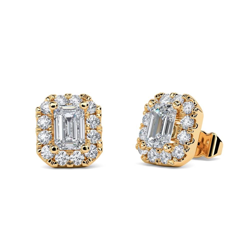 Emerald/Round Diamond Cluster Earrings Image