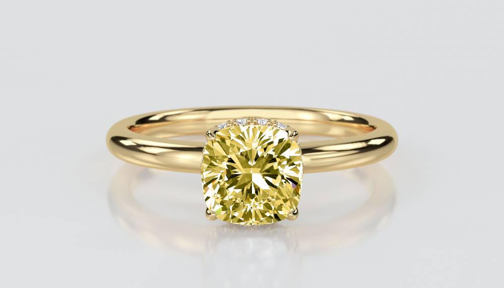 Cushion Yellow Diamond Halo Ring Y