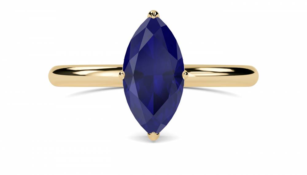 Marquise Blue Sapphire Gemstone Halo Ring Image