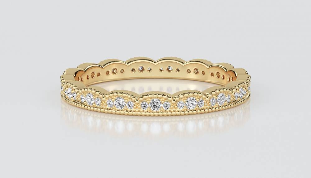 2mm Round Diamond Vintage Wedding Ring Image