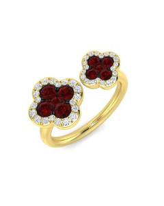 1.03ct SI2/G Round cut Ruby Gemstone Ring in 18k Yellow Gold